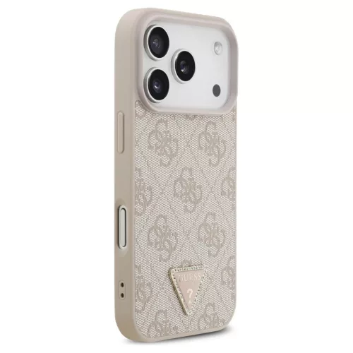 Guess Leather 4G Triangle Strass MagSafe tok iPhone 17 Pro készülékhez rózsaszín