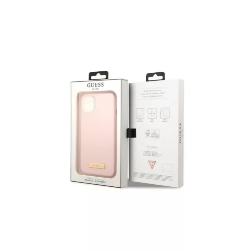 Guess GUHMP13SSBPLP iPhone 13 mini 5,4" készülékhez kemény tok Silicone Logo Plate MagSafe rózsaszín
