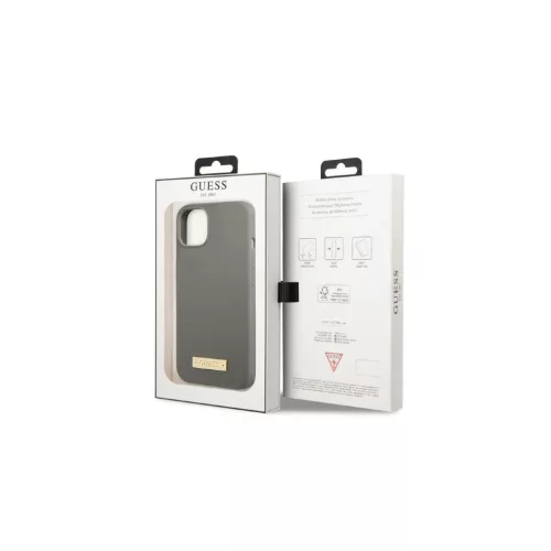 Guess GUHMP13SSPLG iPhone 13 mini készülékhez 5,4" kemény tok Silicone Logo Plate MagSafe szürke