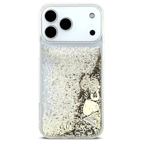 Guess Liq tok iPhone 17 Pro Max készülékhez – Glitter 4 Charms – arany