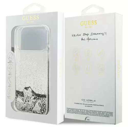 Guess Liq. Glitter Charms tok az iPhone 17 Pro Max készülékhez ezüst