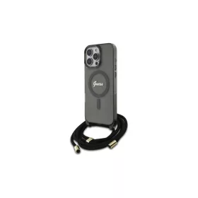   Guess GUHMP16XHCTSGNSK iPhone 16 Pro Max készülékhez kemény tok Crossbody Cord Script MagSafe fekete