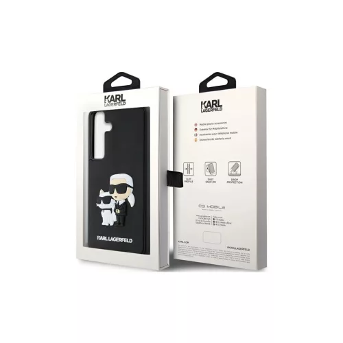 Karl Lagerfeld KLHCS24M3DRKCNK S24+ S926 készülékhez kemény tok 3D Rubber Karl&Choupette fekete