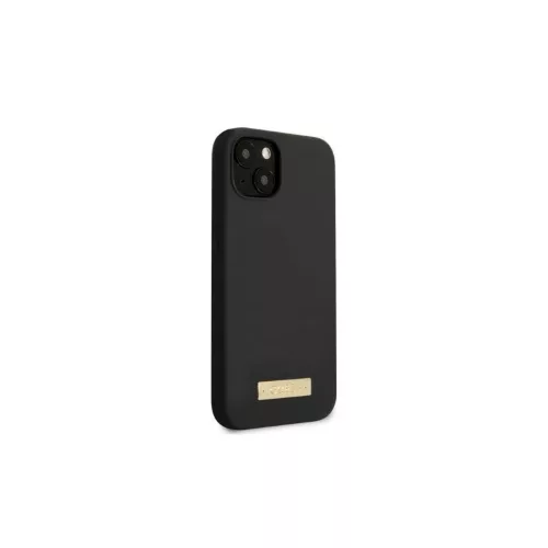 Guess GUHMP13SSPLK iPhone 13 mini 5,4 hüvelykes készülékhez kemény tok Silicone Logo Plate MagSafe fekete