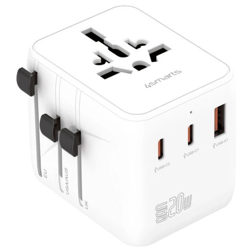 utazó adapter 4smarts Nomad GaN 20W 2C+1A fehér
