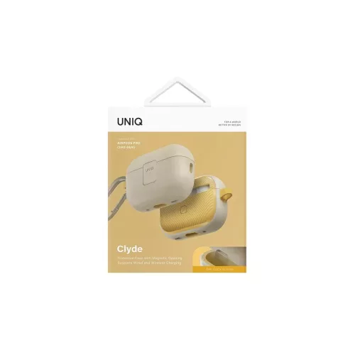 UNIQ Clyde Lock tok AirPods Pro 2 készülékhez (2022/2023) bézs-sárga / elefántcsont-kanári sárga