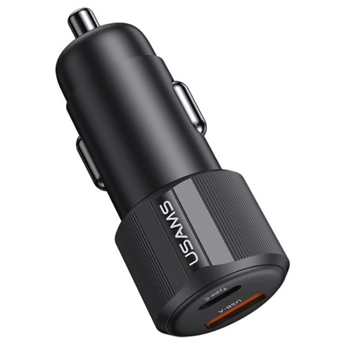 USAMS YT Series CC283 60W autós töltő 1xUSB-A 1xUSB-C fekete