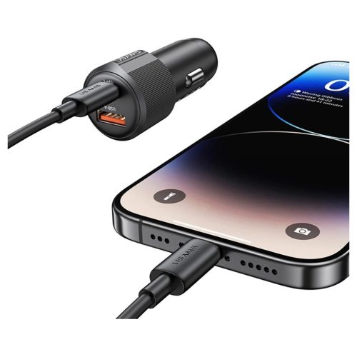 USAMS YT Series CC283 60W autós töltő 1xUSB-A 1xUSB-C fekete