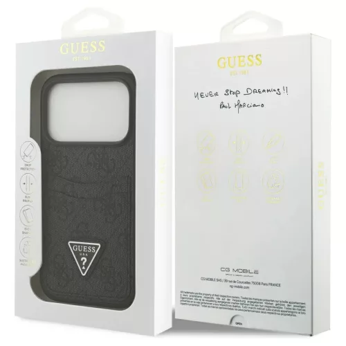 Tok Guess 4G Double Card Triangle iPhone 17 Pro készülékhez fekete