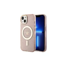   Guess GUHMP14MHCMCGP iPhone 14 Plus / 15 Plus készülékhez 6.7" kemény tok Glitter Gold MagSafe rózsaszín