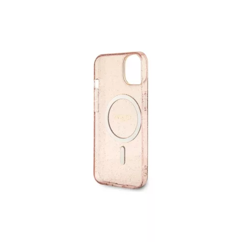 Guess GUHMP14MHCMCGP iPhone 14 Plus / 15 Plus készülékhez 6.7" kemény tok Glitter Gold MagSafe rózsaszín