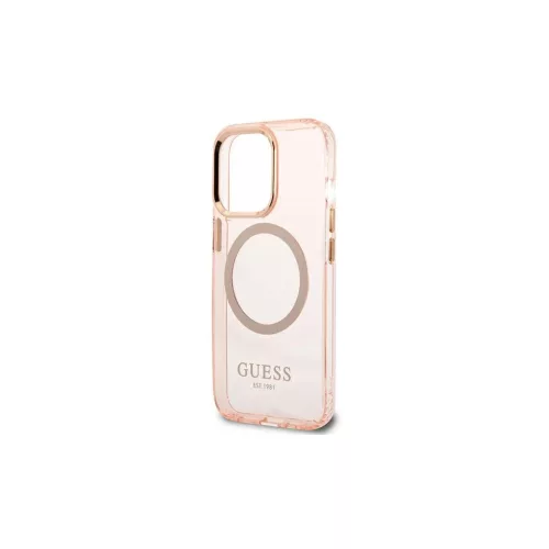 Guess GUHMP13XHTCMP iPhone 13 Pro Max 6,7" készülékhez kemény tok Gold Outline Translucent MagSafe rózsaszín