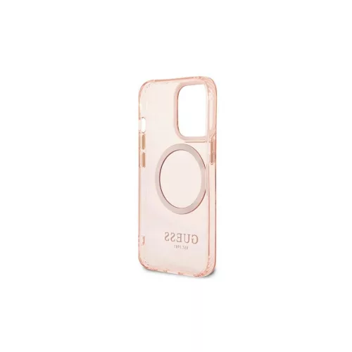Guess GUHMP13XHTCMP iPhone 13 Pro Max 6,7" készülékhez kemény tok Gold Outline Translucent MagSafe rózsaszín
