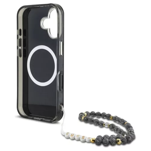 Guess Palm Trees Triangle Pearl Strap MagSafe tok iPhone 16 készülékhez fekete