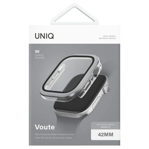 Tok UNIQ Voute Apple Watch Series 10 / 11 készülékhez 42mm edzett üveg ezüst