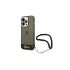 Guess GUHCP14LHGCOHK iPhone 14 Pro 6,1" készülékhez kemény tok Translucent Pearl Strap fekete