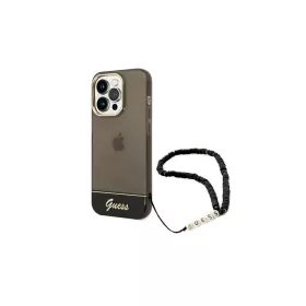   Guess GUHCP14LHGCOHK iPhone 14 Pro 6,1" készülékhez kemény tok Translucent Pearl Strap fekete