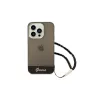 Guess GUHCP14LHGCOHK iPhone 14 Pro 6,1" készülékhez kemény tok Translucent Pearl Strap fekete