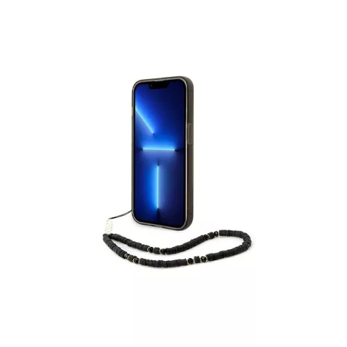 Guess GUHCP14LHGCOHK iPhone 14 Pro 6,1" készülékhez kemény tok Translucent Pearl Strap fekete