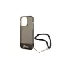 Guess GUHCP14LHGCOHK iPhone 14 Pro 6,1" készülékhez kemény tok Translucent Pearl Strap fekete