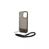 Guess GUHCP14LHGCOHK iPhone 14 Pro 6,1" készülékhez kemény tok Translucent Pearl Strap fekete