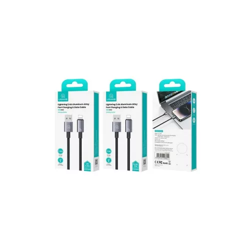 USAMS kábel USB to Lightning 2.4A 1.2m gyors töltés steel/tarnish SJ667USB01 (US-SJ667)