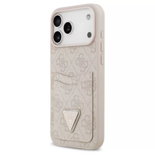 Case Guess 4G Double Card Triangle tok iPhone 17 Pro Max készülékhez rózsaszín