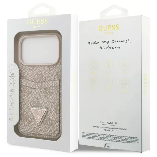 Guess 4G Double Card Triangle tok iPhone 17 Pro készülékhez rózsaszín