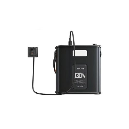 USAMS Hordozható töltő 80000mAh 130W 2C+3AQC3.0+PD Gyors Töltés STXLOGTC01 (US-CD196) + U-kábel fekete/fekete