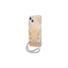 Guess GUHCP13SHFLSD iPhone 13 mini készülékhez kemény tok Flower Strap arany