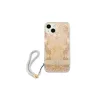 Guess GUHCP13SHFLSD iPhone 13 mini készülékhez kemény tok Flower Strap arany