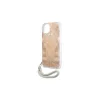 Guess GUHCP13SHFLSD iPhone 13 mini készülékhez kemény tok Flower Strap arany
