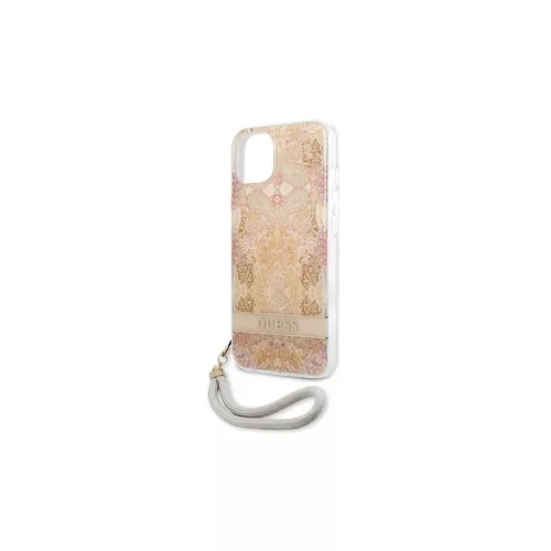 Guess GUHCP13SHFLSD iPhone 13 mini készülékhez kemény tok Flower Strap arany