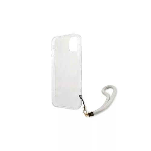 Guess GUHCP13SHFLSD iPhone 13 mini készülékhez kemény tok Flower Strap arany