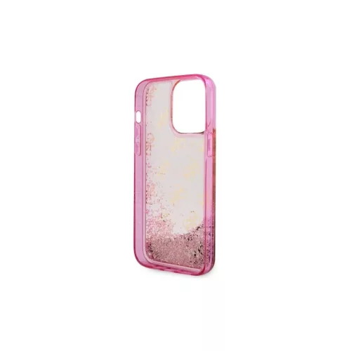 Guess GUHCP14XLC4PSGP iPhone 14 Pro Max 6.7" készülékhez kemény tok Liquid Glitter 4G Transculent rózsaszín