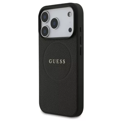 Guess Grained Ring MagSafe tok iPhone 17 Pro készülékhez fekete