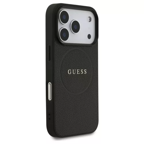Guess Grained Ring MagSafe tok iPhone 17 Pro készülékhez fekete