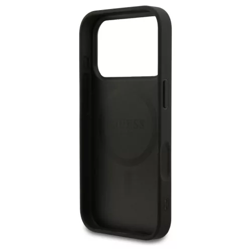 Guess Grained Ring MagSafe tok iPhone 17 Pro készülékhez fekete