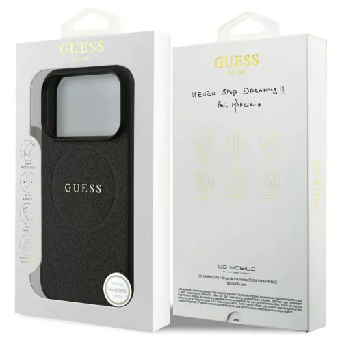 Guess Grained Ring MagSafe tok iPhone 17 Pro készülékhez fekete