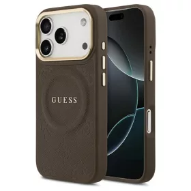   Case Guess Peony Hot Stamp tok MagSafe iPhone 17 Pro készülékhez barna