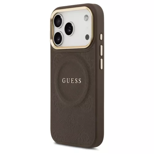 Case Guess Peony Hot Stamp tok MagSafe iPhone 17 Pro készülékhez barna