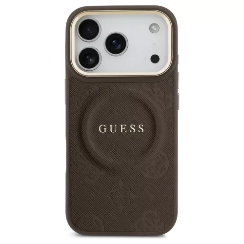 Case Guess Peony Hot Stamp tok MagSafe iPhone 17 Pro készülékhez barna