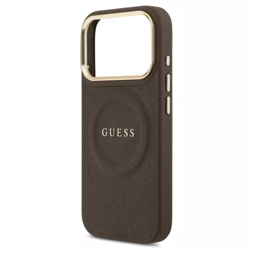 Case Guess Peony Hot Stamp tok MagSafe iPhone 17 Pro készülékhez barna
