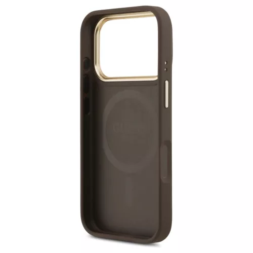 Case Guess Peony Hot Stamp tok MagSafe iPhone 17 Pro készülékhez barna