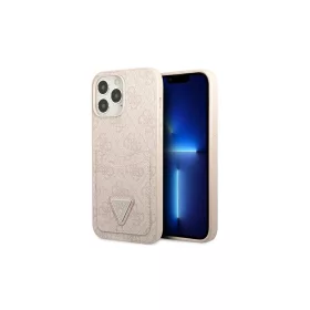   Guess GUHCP13XP4TPP iPhone 13 Pro Max 6,7 készülékhez kemény tok 4G Triangle Logo kártyatartó rózsaszín