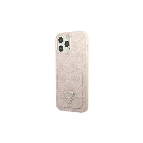 Guess GUHCP13XP4TPP iPhone 13 Pro Max 6,7 készülékhez kemény tok 4G Triangle Logo kártyatartó rózsaszín