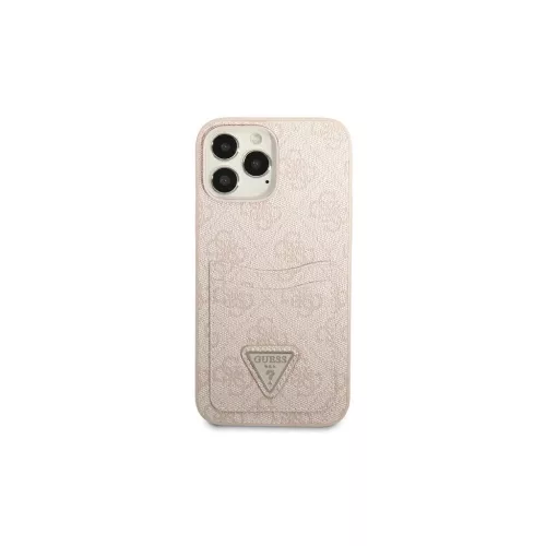 Guess GUHCP13XP4TPP iPhone 13 Pro Max 6,7 készülékhez kemény tok 4G Triangle Logo kártyatartó rózsaszín
