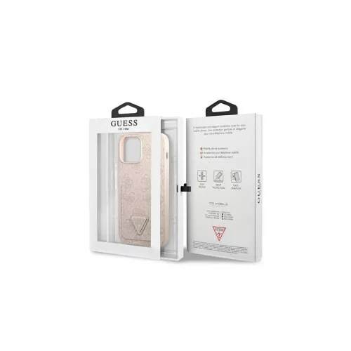 Guess GUHCP13XP4TPP iPhone 13 Pro Max 6,7 készülékhez kemény tok 4G Triangle Logo kártyatartó rózsaszín