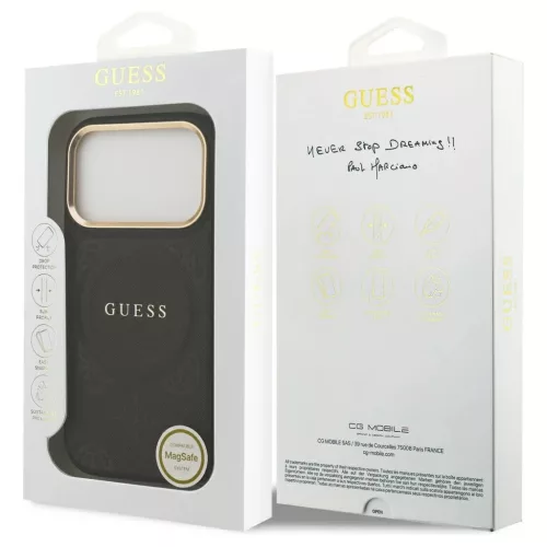 Guess Peony Hot Stamp MagSafe tok iPhone 17 Pro készülékhez fekete