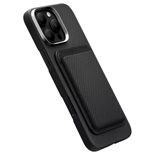 Mágneses pénztárca PITAKA Woven Wallet MagSafe telefonhoz fekete szürke
